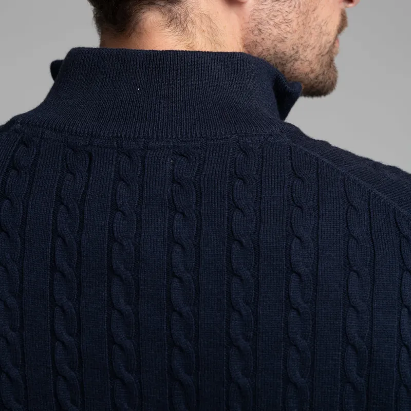 Schoffel Cotton Cashmere Cable 1/4 Zip Jumper Navy-3